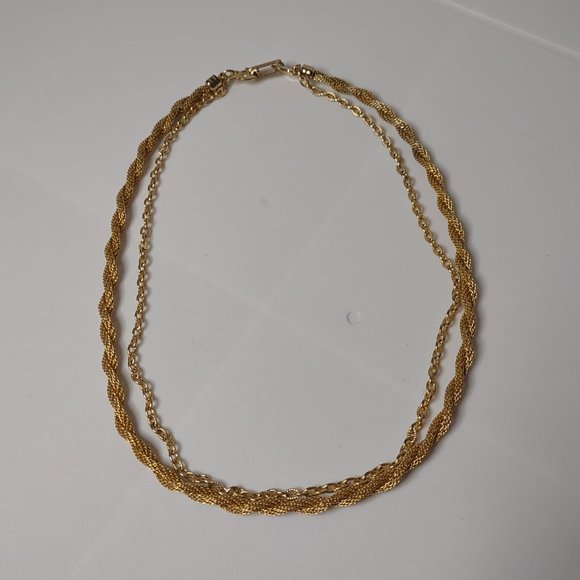 16 Inch 2 Layer Gold Tone Necklace - Picture 4 of 12